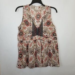 KNOX ROSE Sheer Sleeveless Floral Print Top